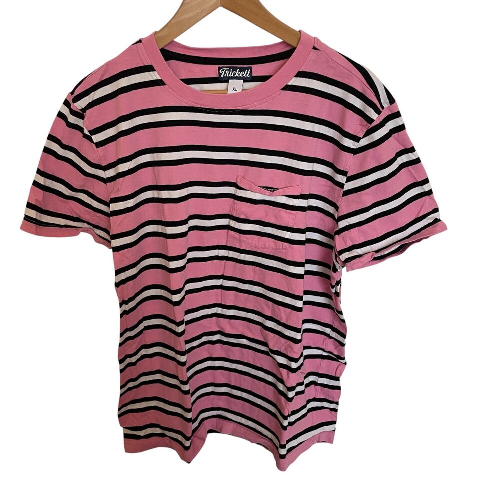 Trickett Mens Striped Shirt XL Preppy Casual Country Club Colorful Quirky Fun